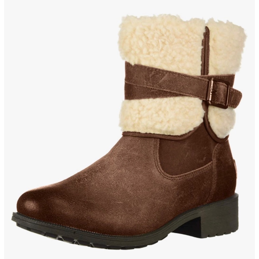 UGG BLAYRE III Women’s Size 5M Chipmunk Leather Sheepskin Buckle Boots MSRP $200
